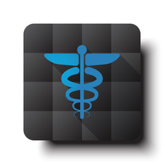 Wall Mural - flat medical symbol icon on black app button with drop shadow