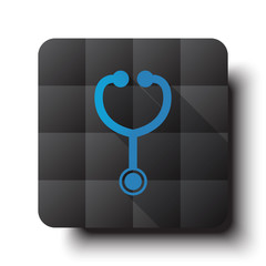 Wall Mural - flat stethoscope icon on black app button with drop shadow