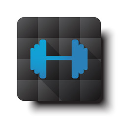 Wall Mural - flat dumbbell icon on black app button with drop shadow