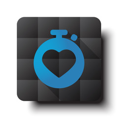 Wall Mural - flat heart rate monitor icon on black app button with drop shado