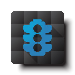 Wall Mural - flat traffic light icon on black app button with drop shadow