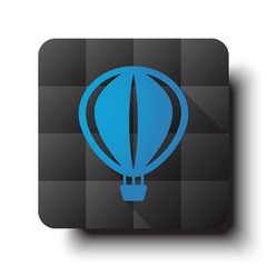 Wall Mural - flat air balloon icon on black app button with drop shadow