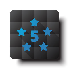 Wall Mural - Flat Five Star icon on black app button with drop shadow