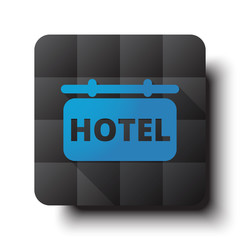 Wall Mural - flat hotel sign icon on black app button with drop shadow