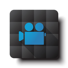 Wall Mural - flat video camera icon on black app button with drop shadow