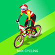 BMX Cyclist Bicyclist Athlete Summer Games Icon Set.BMX Cycling Speed Concept.3D Isometric Sporting Competition BMX Bicycle Race Runner.Sport Infographic Cycling Bike Race Vector Illustration.