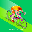 Road Cyclist Bicyclist Athlete Summer Games Icon Set.Road Cycling Speed Concept.3D Isometric Athlete.Bicycle Sporting Competition.Sport Infographic Cycling Road Race Vector Illustration.