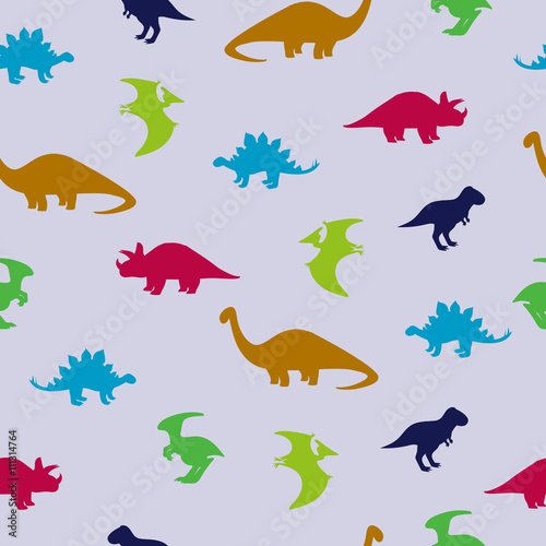 Plakat na papierze fotorealistycznym Ładny wzór dinozaurów. 