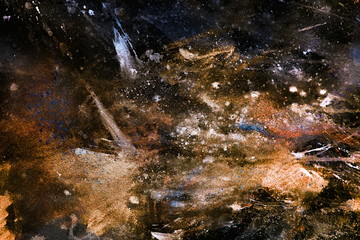 Poster - abstract painting with blurry and stained structure.