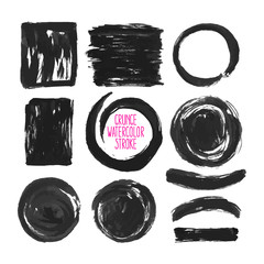 set of black brush strokes