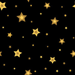 Wall Mural - stars seamless pattern gold and black retro background. chaotic elements. abstract geometric shape t