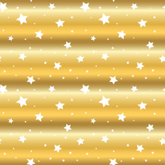 Wall Mural - stars seamless pattern gold and white retro background. wave chaotic elements. abstract golden foil 
