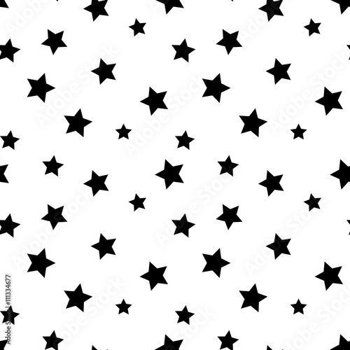 star-seamless-pattern-black-and-white-retro-background-chaotic-elements-abstract-geometric-shape-texture-effect-of-sky-design-template-for-wallpaper-wrapping-fabric-textile-vector-illustration