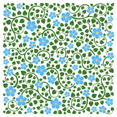 Sticker - Vector illustration of square made with floral elements.