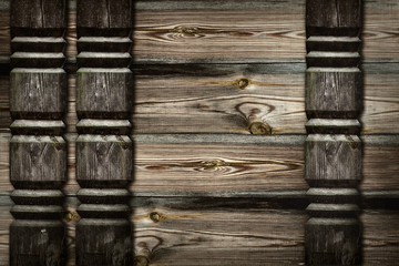 Wall Mural - background of wooden planks with carved friezes