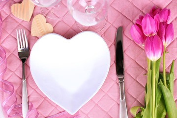 Canvas Print - Beautiful romantic table setting for . St. Valentines Day