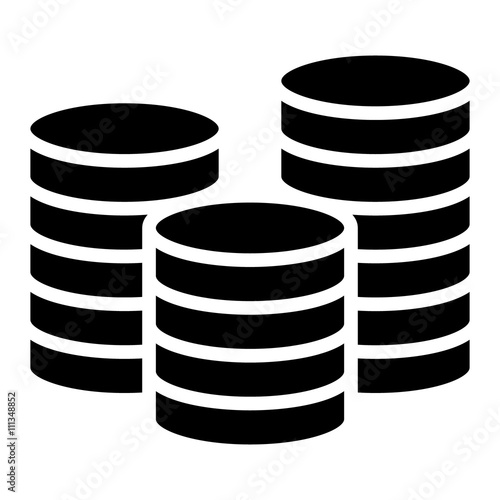 Fotografie, Obraz Stack of coins or casino chips flat icon for games and apps