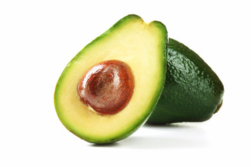 Sticker - Half of fresh avocado isolated on white