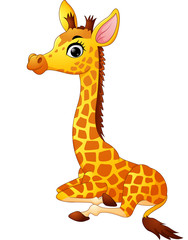 Wall Mural - Cute giraffe cartoon