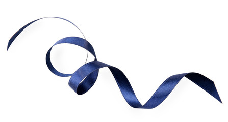 dark blue satin ribbon isolated on white