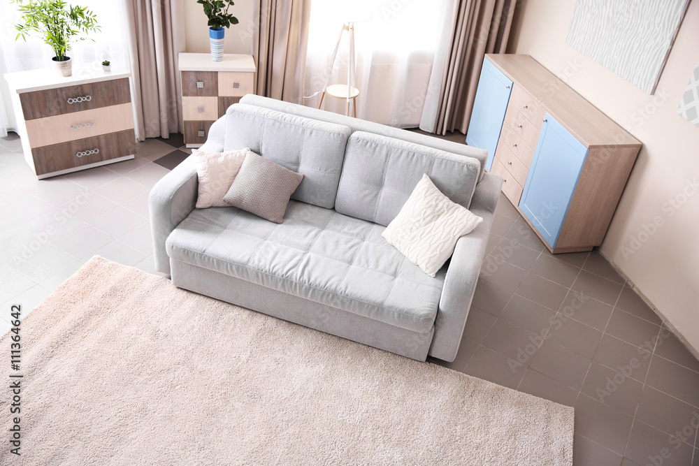 Modern room interior, top view