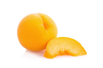 Wall Mural - Ripe peach fruit isolated on white background