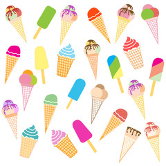 Colorful picture of various kinds of delicious ice cream