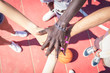 © Davide Angelini - Group of multiracial basketball team hands