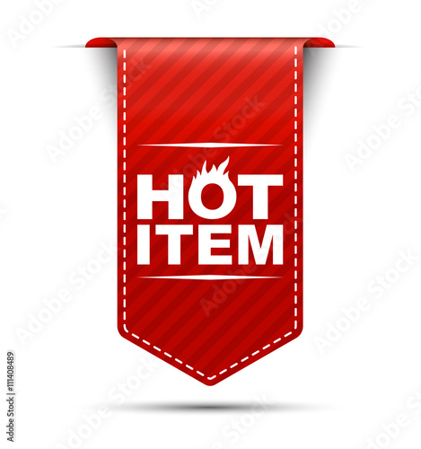 Fotografía hot item, banner hot item, red banner hot item, red vector banne