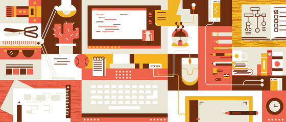 Wall Mural - abstract workspace design flat