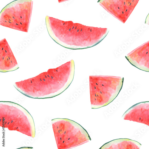 Obraz na płótnie canvas czteroczęściowy "tetraptyk" Szwu z watermelon.fruit picture.watercolor ręcznie rysowane ilustracji.