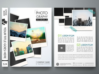 Brochure magazine poster about photography.Flyers design template vector.Leaflet cover book business presentation with photograph background.Layout in A4 size.illustration.