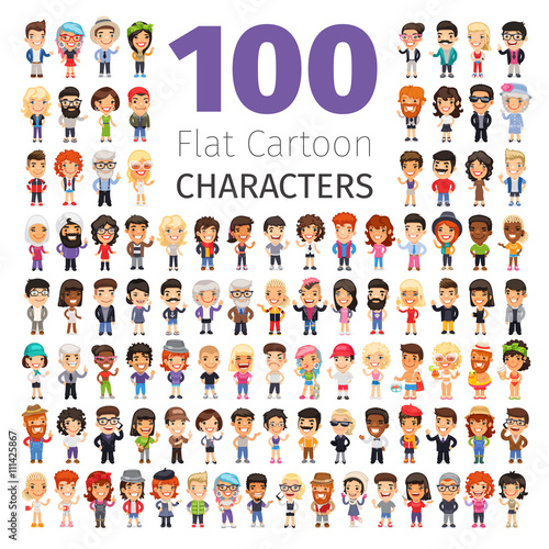 Fotografie, Obraz Casually Dressed Flat Characters Big Collection