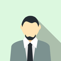 Wall Mural - Man with a beard in a grey suit icon, flat style