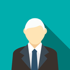 Canvas Print - Man with gray hair in a suit icon, flat style
