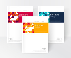 Wall Mural - vector set red, yellow, blue business brochure cover template. cover design annual report, flyer, br