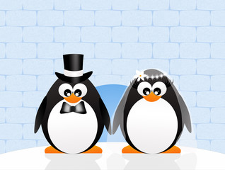 Sticker - penguins couple in love