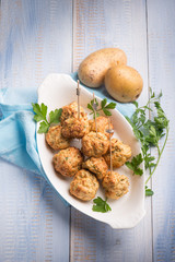 Poster - vegetarian meatballs with potatoes