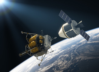 Wall Mural - crew exploration vehicle docking
