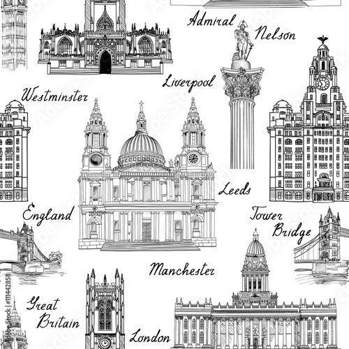 Dekoracja na wymiar  londyn-grod-wzor-doodle-podrozy-europa-szkicowy-napis-slynne-zabytki-architektury-i-symbole-anglia-vintage-ikony-wektor-teksturowane-tlo