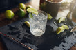 © Jacob Lund - Gin and tonic drink served on black board