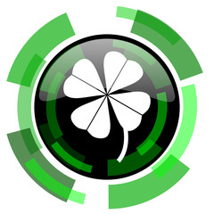 Aufkleber - four-leaf clover icon, green modern design isolated button, web and mobile app design illustration