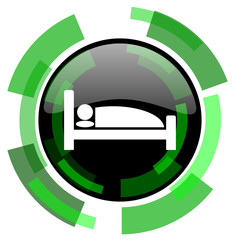 Poster - hotel icon, green modern design isolated button, web and mobile app design illustration