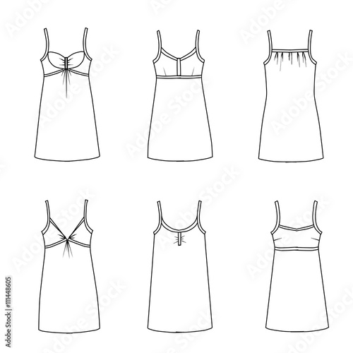 Flat fashion template - night wear and lingerie set Stock Illustration ...