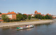 Widok z mostu na panoramę Torunia, rejs statkiem po Wiśle, 
Panorama of Torun - Vistula river, Poland 