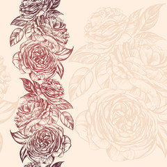 Wall Mural - abstract floral blooming rose branch background texture hand drawn vector illustration sketch