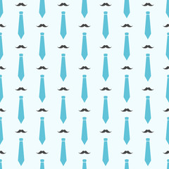 Wall Mural - seamless pattern with mustaches and neckties