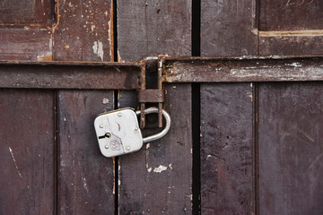 closed up the local master key on wood wall in Nepal