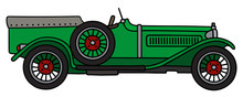 Vintage Green Racing Car / Hand Drawing, Vector Illustration