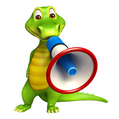 Poster - cute Aligator cartoon character with loudspeaker